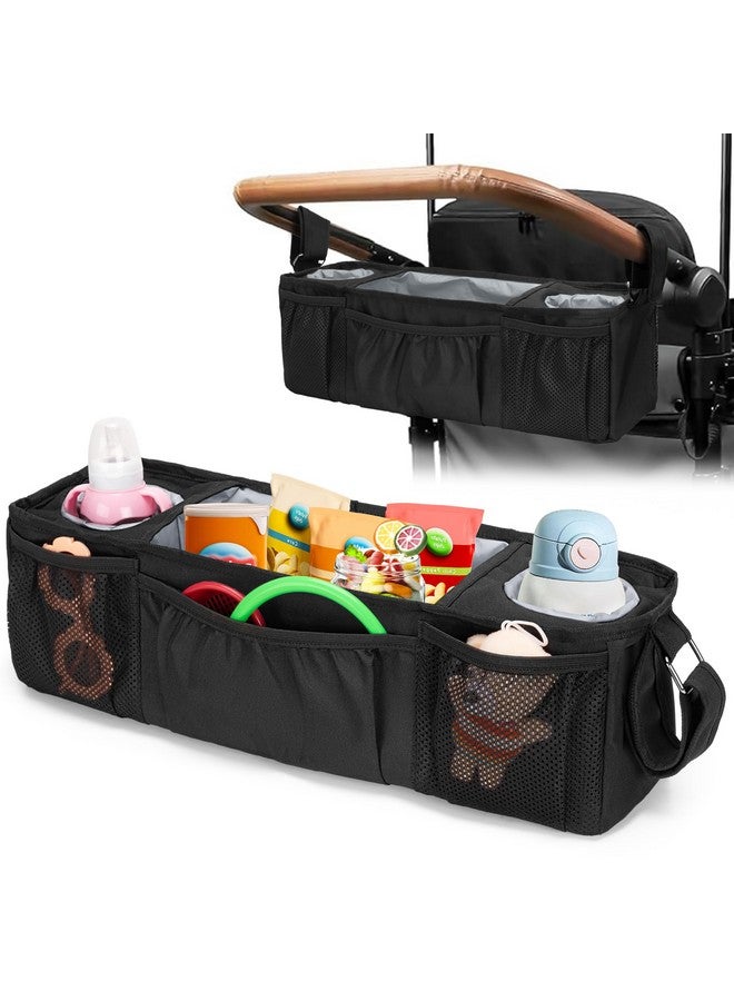 GRAOSO Wagon Parent Console Compatible with Wonderfold W4, Stroller Snack Tray Compatible with Keenz 7S+, 2 Insulated Cup Holders, Black - Image 1