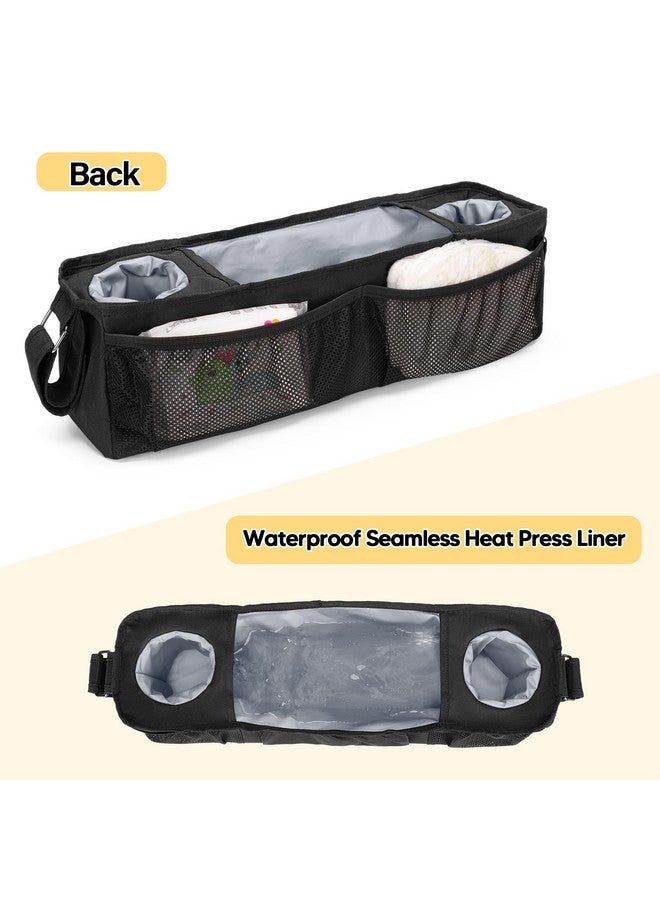 GRAOSO Wagon Parent Console Compatible with Wonderfold W4, Stroller Snack Tray Compatible with Keenz 7S+, 2 Insulated Cup Holders, Black - Image 4