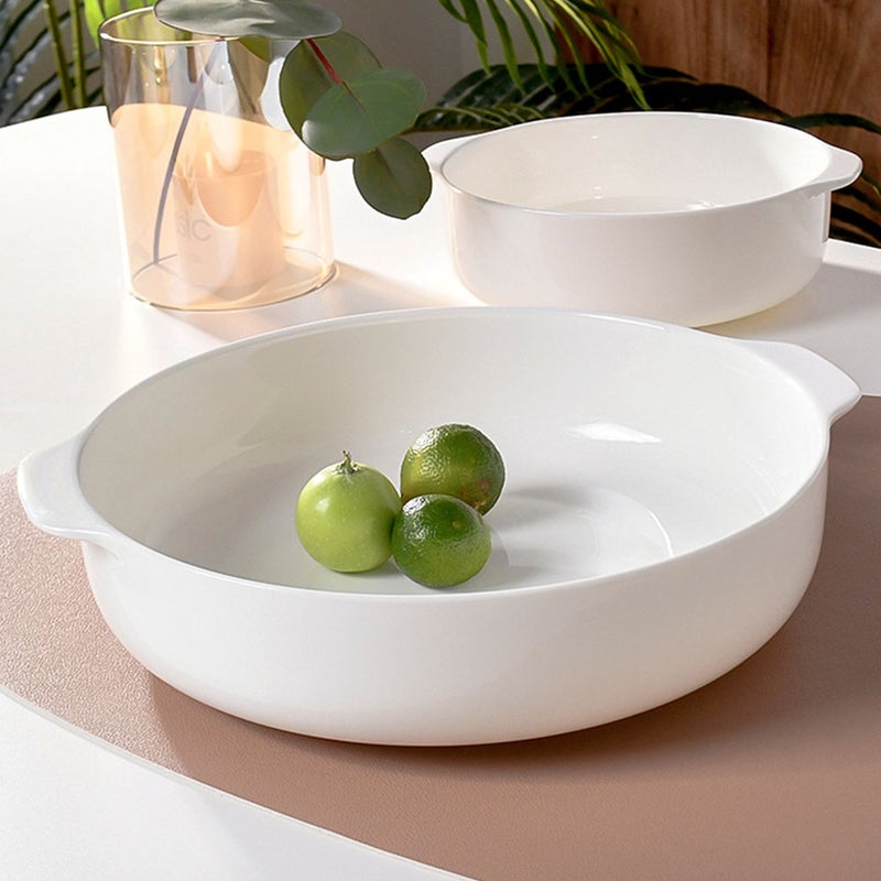 Ceramic Pie Pan Baking Dish with Double Handle Plate for Roasting Cheese Pan Baking Bowl - Image 2