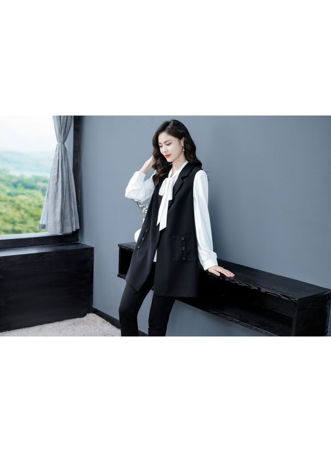 Plus Size Girl Spring And Autumn Loose Outer Wear Casual Commuter Versatile Noble Light Mature Mid-length Suit Vest Women's Clothing 