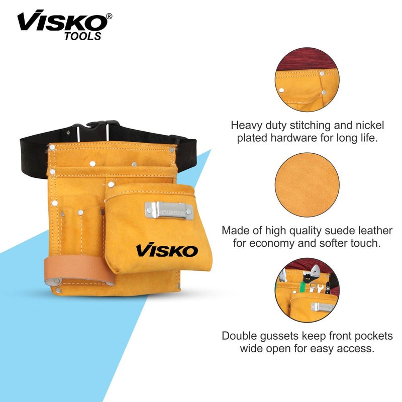 Visko Tools Visko VLB 025 Tool Kit With Carpenters Apron Tool Bag 10 Pockets Belt Welding Hand Gloves  - Image 3