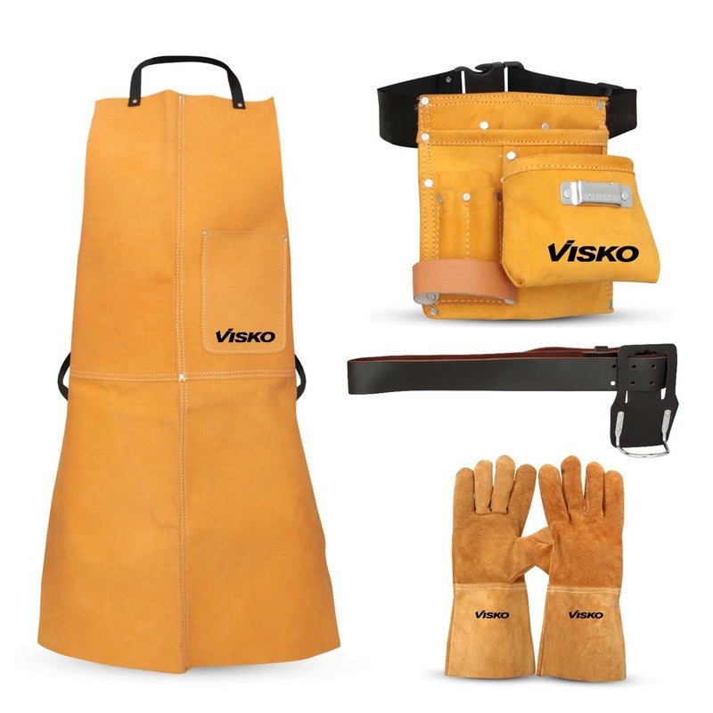 Visko Tools Visko VLB 025 Tool Kit With Carpenters Apron Tool Bag 10 Pockets Belt Welding Hand Gloves  - Image 1