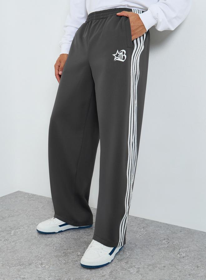 Take Two Men Grey Track Pants with Side Stripes - Image 1