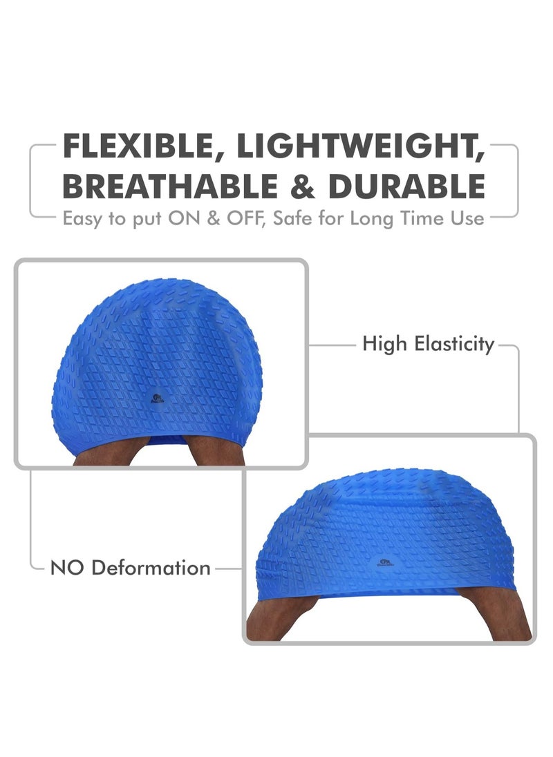 MUMS PLANET - Silicone Swim Cap With High Performance Material And Hydrodynamic Shape One Size Fits All For Adults - Multi Color - Image 1