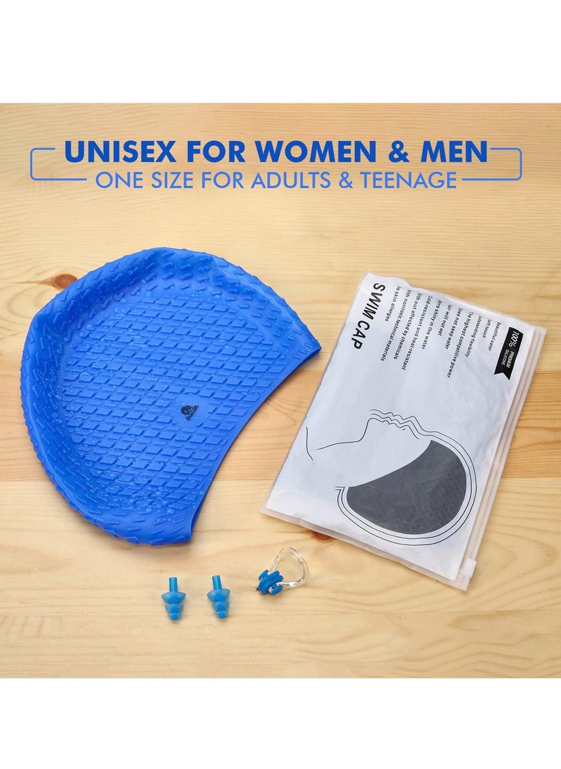 MUMS PLANET - Silicone Swim Cap With High Performance Material And Hydrodynamic Shape One Size Fits All For Adults - Multi Color - Image 1