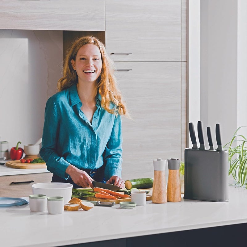 BergHOFF Balance 6Pc Universal Knife Block Set, Recycled Material, Nonstick Stainless Steel Sharp Blade, Removable Knife Insert, 8 Slots, Non-slip Base, Kitchen Countertop Storage, Grey - Image 4