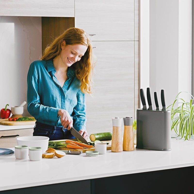 BergHOFF Balance 6Pc Universal Knife Block Set, Recycled Material, Nonstick Stainless Steel Sharp Blade, Removable Knife Insert, 8 Slots, Non-slip Base, Kitchen Countertop Storage, Grey - Image 3