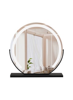 ETG 40cm Vanity Makeup Mirror With Lights, 360°Rotating Cosmetic Mirror,3 Color Lighting Modes,Round Lighted Up Makeup Mirror With Dimming LED Halo For Dressing Room Bedroom Tabletop, Touch Control  - Image 1