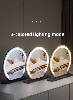 ETG 40cm Vanity Makeup Mirror With Lights, 360°Rotating Cosmetic Mirror,3 Color Lighting Modes,Round Lighted Up Makeup Mirror With Dimming LED Halo For Dressing Room Bedroom Tabletop, Touch Control  - Image 5