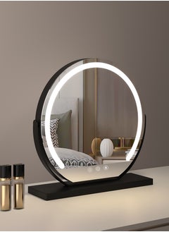 ETG 40cm Vanity Makeup Mirror With Lights, 360°Rotating Cosmetic Mirror,3 Color Lighting Modes,Round Lighted Up Makeup Mirror With Dimming LED Halo For Dressing Room Bedroom Tabletop, Touch Control  - Image 3
