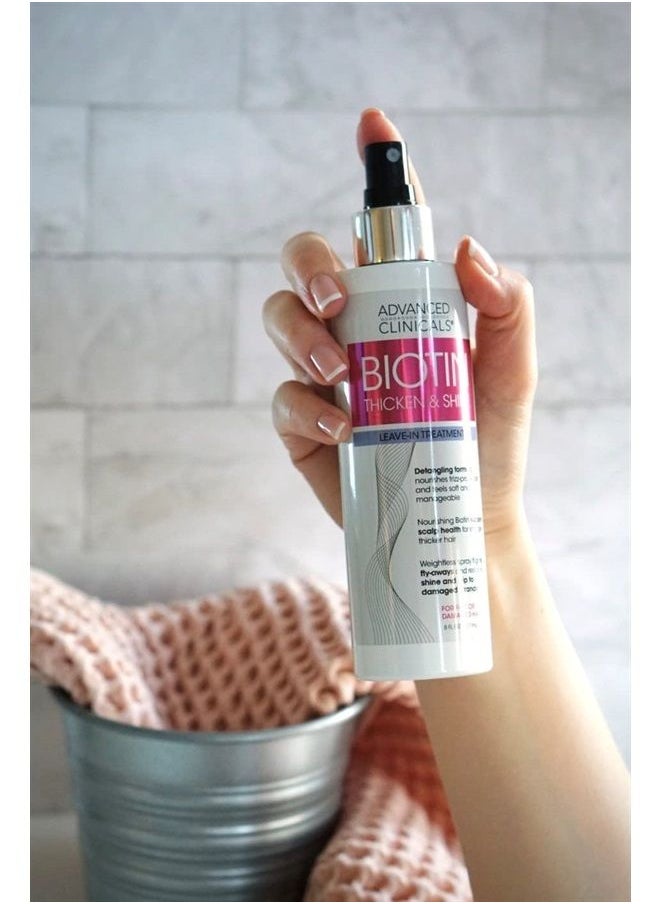 Advanced Clinicals - Biotin Hair Spray Thicken & Shine Leave In Treatment, Biotin Detangling Formula Nourishes Fine, Damaged, Or Frizz Prone Hair & Supports Scalp Health For Strong Thick Hair, 8 Fl Oz - Image 1
