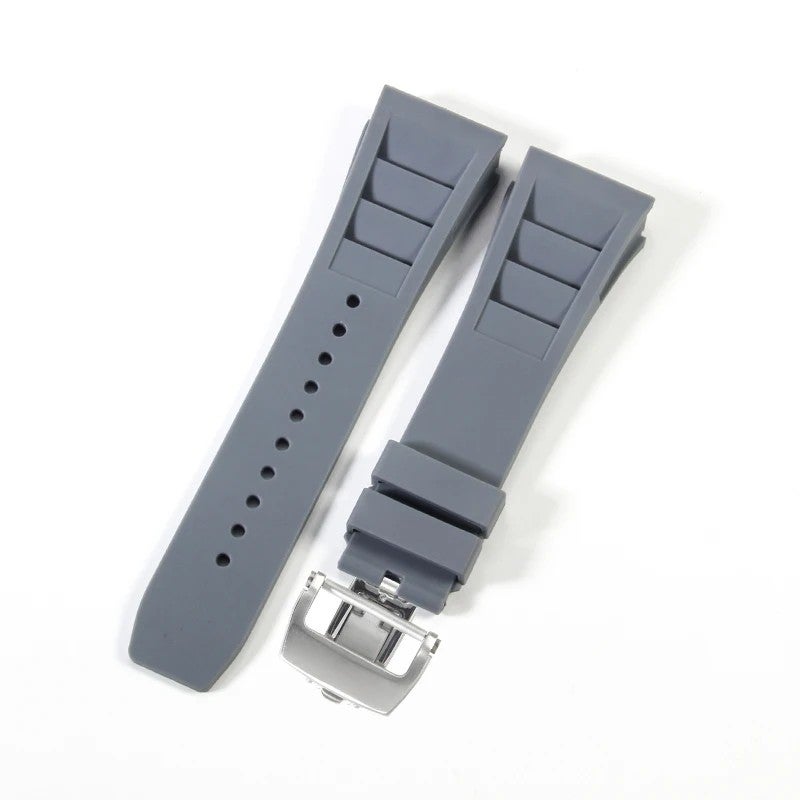 Bluejw Curved Silicone Rubber Watch Band Compatible with RM035 011 055 030, 25mm Black & Red Strap Replacement - Image 2