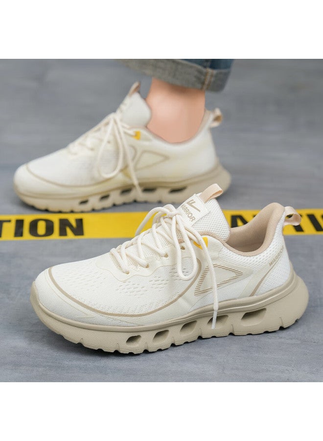 Pull Back Huili Men's Mesh Walking Shoes, Breathable Thick-soled Casual Shoes For Spring, Summer And Autumn, Wxy4487, Beige Khaki, Size 42 - Image 1