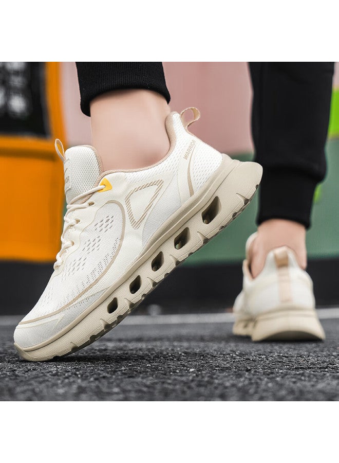 Pull Back Huili Men's Mesh Walking Shoes, Breathable Thick-soled Casual Shoes For Spring, Summer And Autumn, Wxy4487, Beige Khaki, Size 42 - Image 4