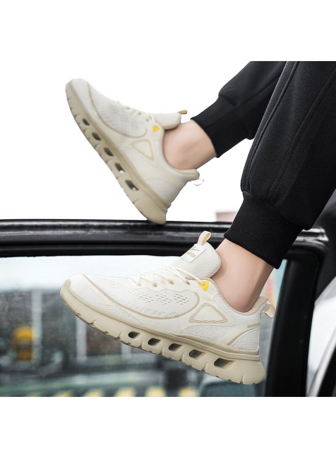 Pull Back Huili Men's Mesh Walking Shoes, Breathable Thick-soled Casual Shoes For Spring, Summer And Autumn, Wxy4487, Beige Khaki, Size 42 - Image 3