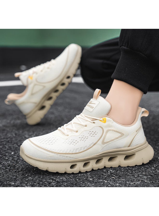 Pull Back Huili Men's Mesh Walking Shoes, Breathable Thick-soled Casual Shoes For Spring, Summer And Autumn, Wxy4487, Beige Khaki, Size 42 - Image 5