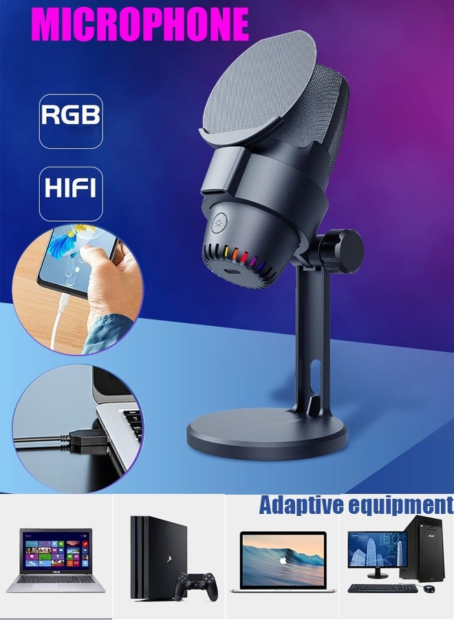 Condenser Microphone, DMG Gaming Microphone on Mac/PS4/PS5, USB Microphone for PC with RGB, Touch Mute, Plug and Play, Gain knob & Monitoring Mic for Recording, Streaming, Podcasts, YouTube, Twitch  - Image 1