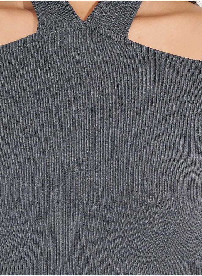 Styli Plain Cold Shoulder Sheath Midi Dress  - Image 5