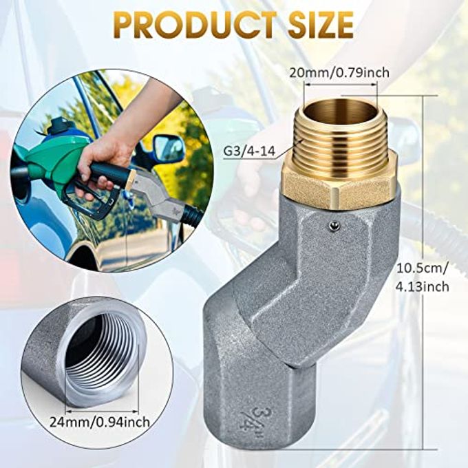 Shimeyao 3 Pcs Fuel Hose Swivel Zinc Alloy 360 Rotating Connector for Fuel Transfer Pump Nozzle Multi Plane Swivel Kit(3/4 Inch,Grey) - Image 5