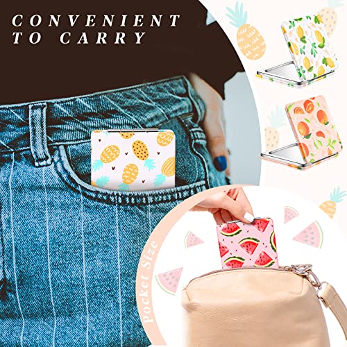 Vicenpal Compact Mirrors Small Pocket Fruit Design Mini Magnifying Portable Makeup Compact Pu Leather Double Sided Pocket Mirror for Women Girls Mother Kids Gift(Fruit Style) - Image 3