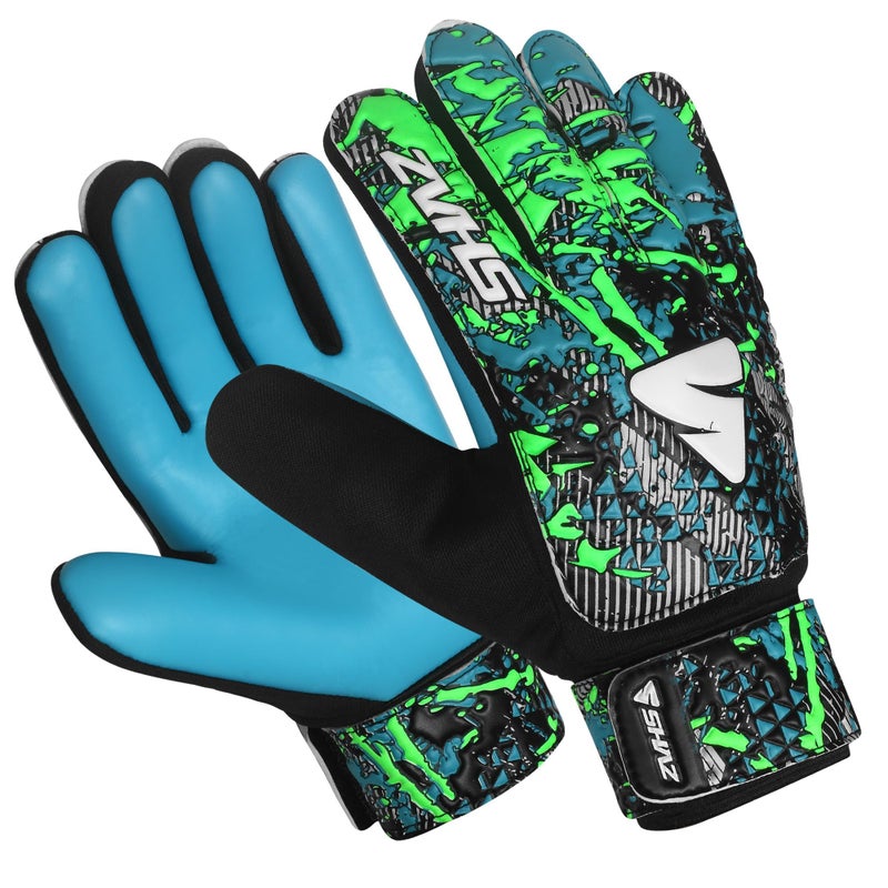 Shaz Soccer Goalkeeper Gloves for Kids Boys Children Youth,Funky Football Goalie Gloves Anti Slip 4mm Latex Palm with Strong Grip & Double Wrist Protection (Size 3 Suitable for 5-6 Years, Cyan) - Image 1
