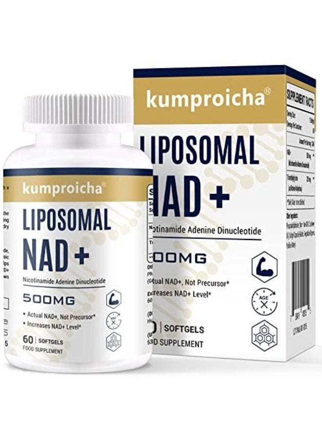 kumproicha Liposomal NAD+ 500mg with TMG 250mg – Supports Cellular Energy Production (60 Softgels) - Image 1