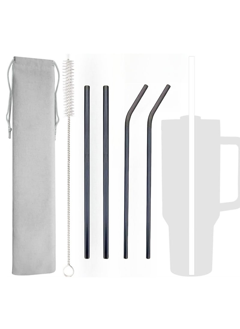 Generic - 4 Pack Stainless Steel Straw Replacement 40 oz for Stanley Adventure Travel Tumbler, Reusable Straws with Cleaning Brush Compatible with Stanley 40oz Stanley Cup Tumbler - Image 1