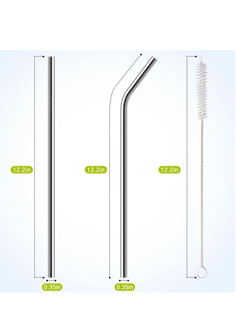Generic - 4 Pack Stainless Steel Straw Replacement 40 oz for Stanley Adventure Travel Tumbler, Reusable Straws with Cleaning Brush Compatible with Stanley 40oz Stanley Cup Tumbler - Image 1
