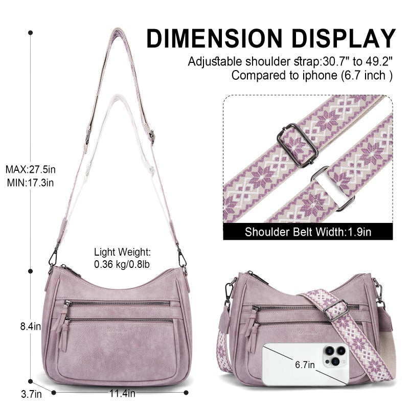 VIMUTI Crossbody Purses for Women Trendy Leather Crossbody Bag,Multi Pocket Shoulder Handbag Lightweight Travel Purse (08-Purple) - Image 3