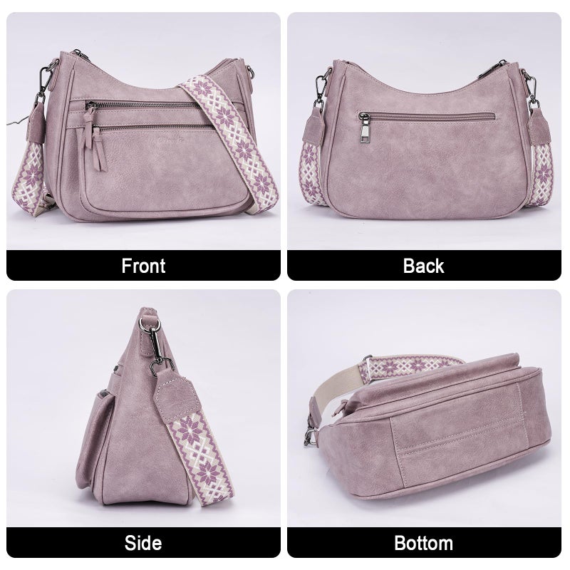 VIMUTI Crossbody Purses for Women Trendy Leather Crossbody Bag,Multi Pocket Shoulder Handbag Lightweight Travel Purse (08-Purple) - Image 5