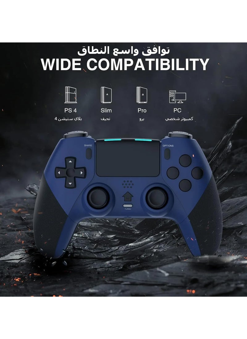 Generic Wireless Pro Controller for PS4 Controller, Game Controller Compatible with Playstation 4/Slim/Pro/PC,Built-in 800mAh Rechargeable Battery (Blue & Black)  - Image 2