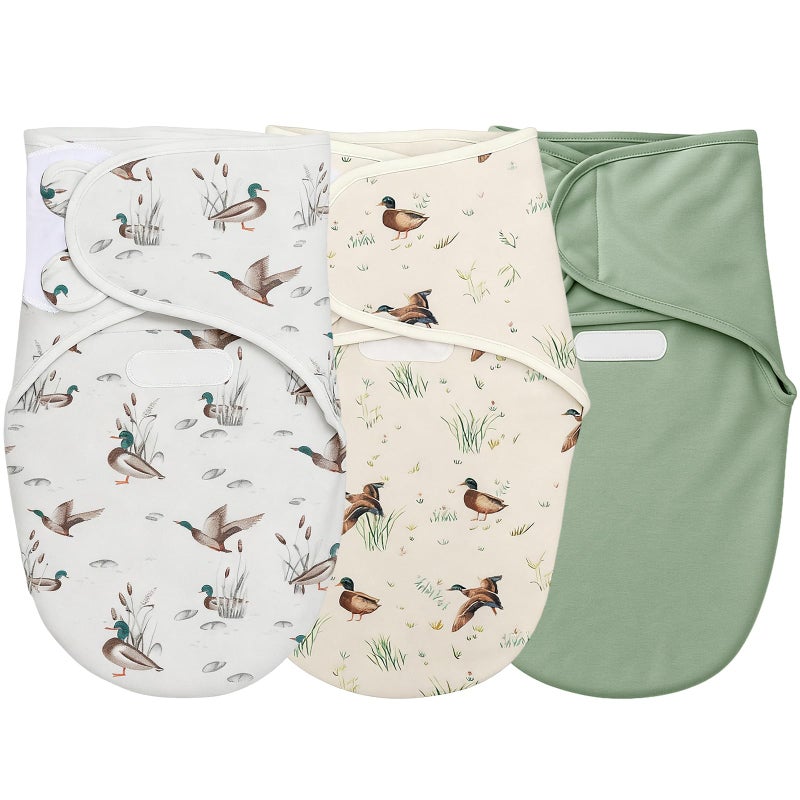 Oudain 3 Pcs Mallard Duck Swaddles for Newborns Organic Cotton Adjustable Swaddles 03 Months Newborn Gift Breathable Soft Nursery Swaddling Blankets for Baby Boy Girl - Image 2