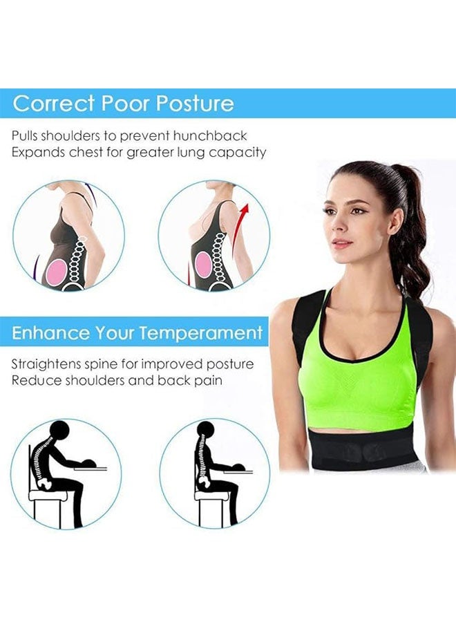 مصحح وضعية الظهر الصدري - دعامة مغناطيسية لتخفيف آلام الرقبة والكتف وأعلى وأسفل الظهر - دعامة مثالية لوضعية العمود الفقري العنقي والقطني - حزام قابل للتعديل بالكامل (أسود، كبير) - Image 5