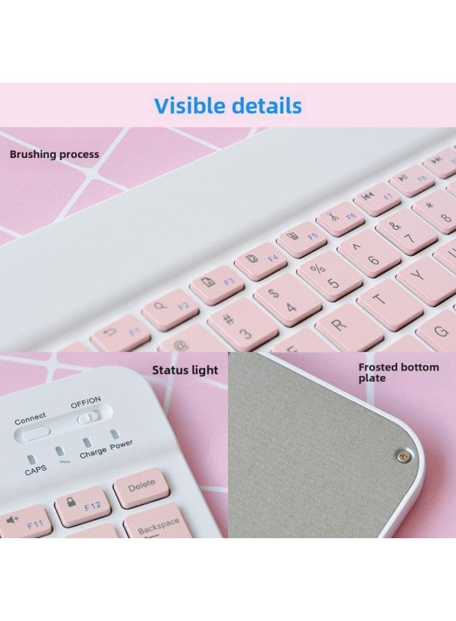 Bluetooth Keyboard For Ipad Huawei Mobile Phone Tablet Mute Wonderful Control Wireless Charging Keyboard Mouse Suit-Color:10-inch Keyboard Single-mode Battery Mouse-Product Type:White (Send Data Line)