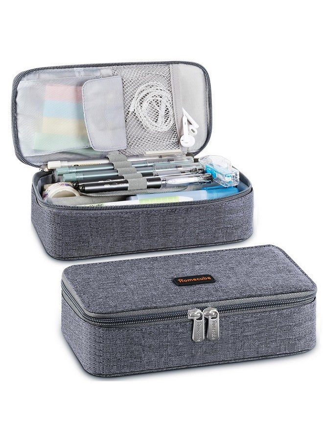 Homecube Pencil Case Large Capacity Pen Marker Holder Pouch Box Makeup Bag Oxford Cloth Big Storage Stationery Organizer With Zipper For School Office - Dark Gray - Image 1