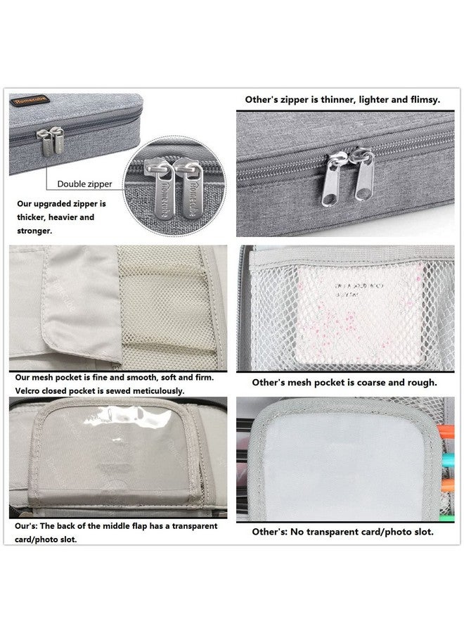 Homecube Pencil Case Large Capacity Pen Marker Holder Pouch Box Makeup Bag Oxford Cloth Big Storage Stationery Organizer With Zipper For School Office - Dark Gray - Image 2