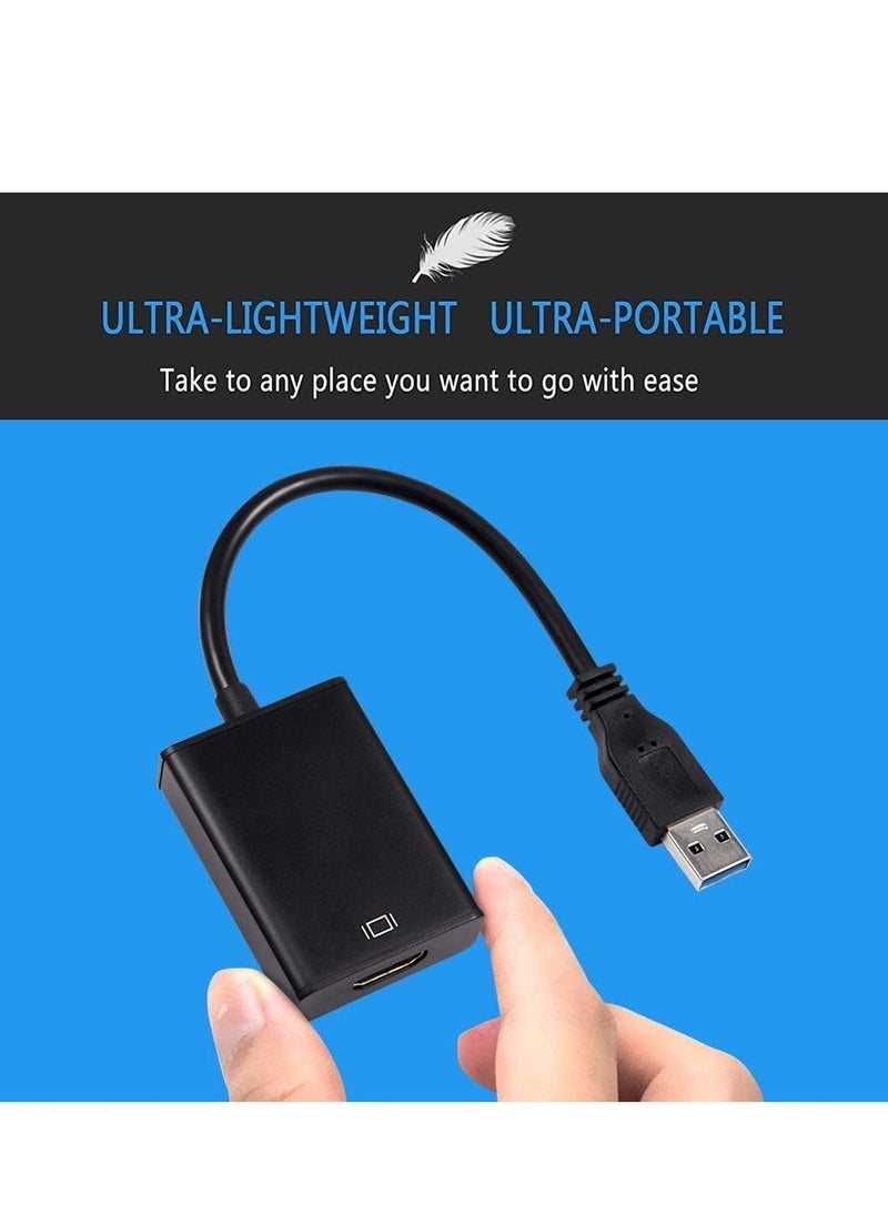 JAJEEK - USB to HDMI Adapter, USB 3.0 to HDMI Video Graphics Cable Converter for PC, Laptop, Desktop | Supports Multi-Display Output to Monitor, Projector, HDTV | Compatible with Windows 7/8/10 | Plug & Play Installation | Not for Mac/Chromebook - Image 1