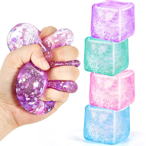 UGYWI Squishy Fidget Toys for Kids Adults 4 Pack Cube Sensory Squeeze ToyLarge Size 216 Stress Anxiety Relief Balls Gifts for Girls Boys Teens Party Favors Toys for Ages 3 6 7 8 12 Years Old - Image 1