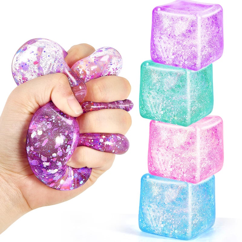 UGYWI Squishy Fidget Toys for Kids Adults 4 Pack Cube Sensory Squeeze ToyLarge Size 216 Stress Anxiety Relief Balls Gifts for Girls Boys Teens Party Favors Toys for Ages 3 6 7 8 12 Years Old - Image 3