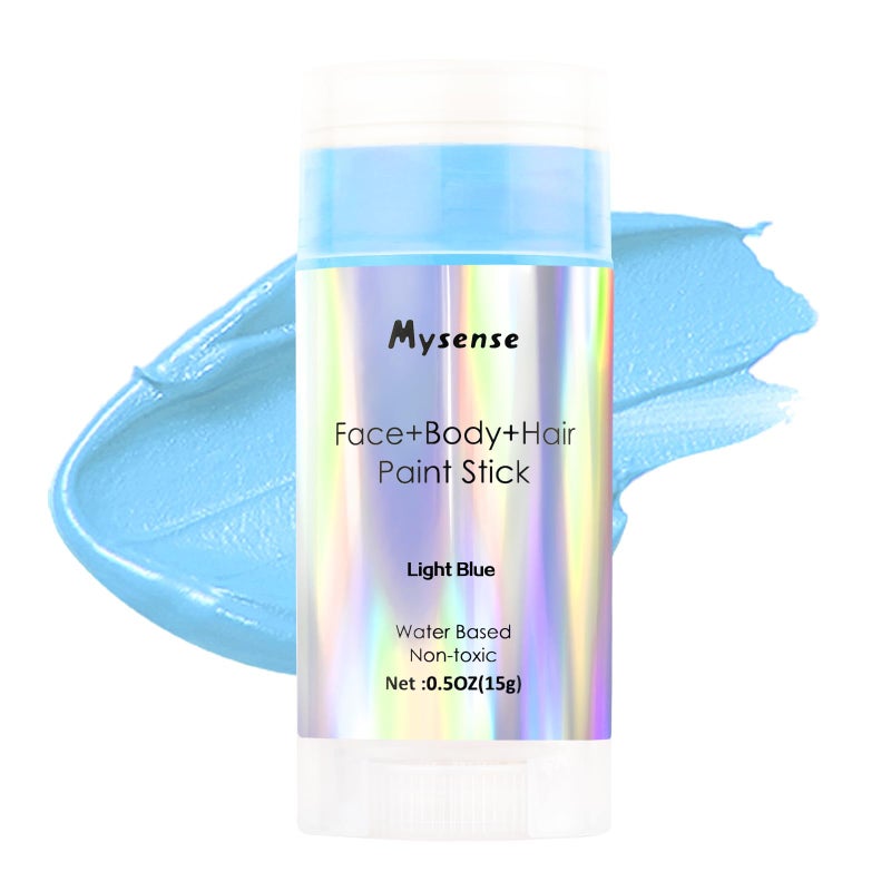 Mysense Light Blue Face Body Hair Paint StickWater Based Washable Temporary Hair ColorNontoxic Cream Body Paint for Adults and Kids Halloween Cosplay Corpse Bride Sally Face Makeup05oz - Image 3