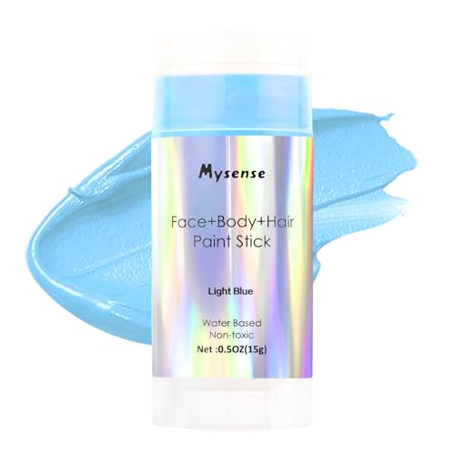 Mysense Light Blue Face Body Hair Paint StickWater Based Washable Temporary Hair ColorNontoxic Cream Body Paint for Adults and Kids Halloween Cosplay Corpse Bride Sally Face Makeup05oz - Image 1