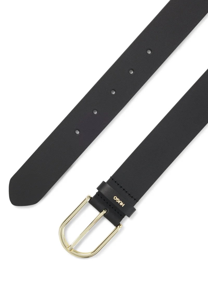 HUGO Black Leather belt with gold-tone hardware for Women | Best Price UAE