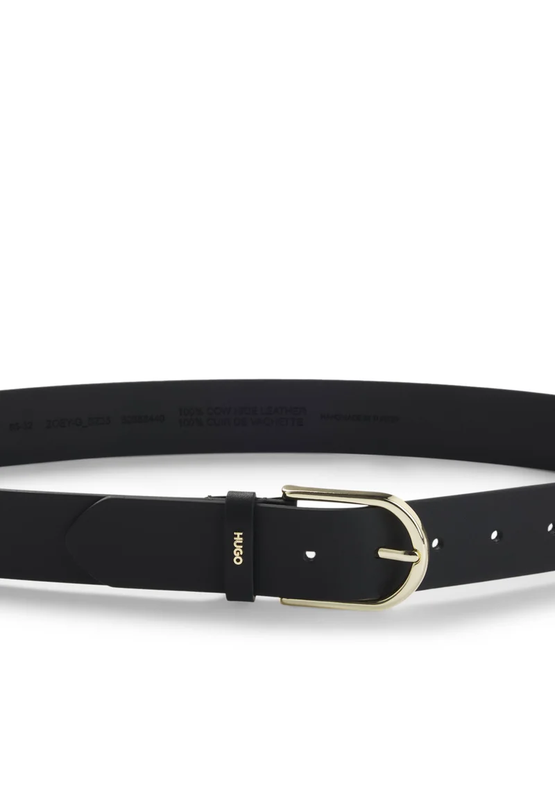 HUGO Black Leather belt with gold-tone hardware for Women | Best Price UAE