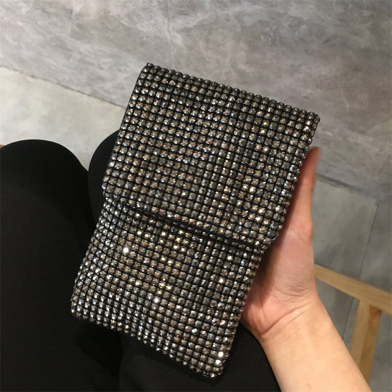 Trendy Small Retro Simple Niche Shining New Style Western Style Texturized Internet Celebrity Rhinestone Chain Crossbody Women'S Bag - Image 1