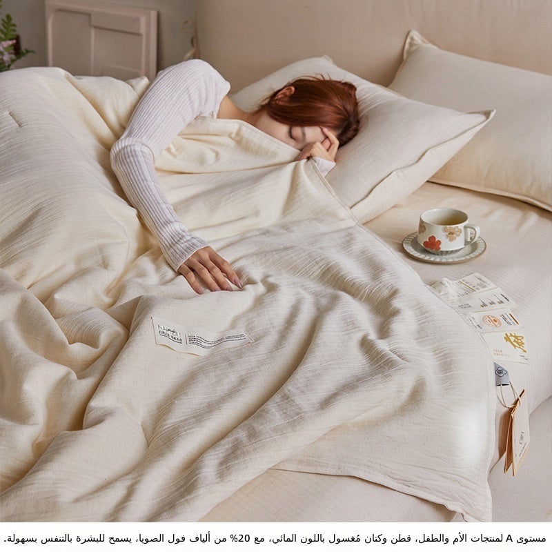 Natural Cotton-Linen Summer Cooling Quilt - Soft Solid Color Linen Soy Fiber Air-Conditioning Blanket, A-Class Summer Bedding Set, Machine Washable - Image 1