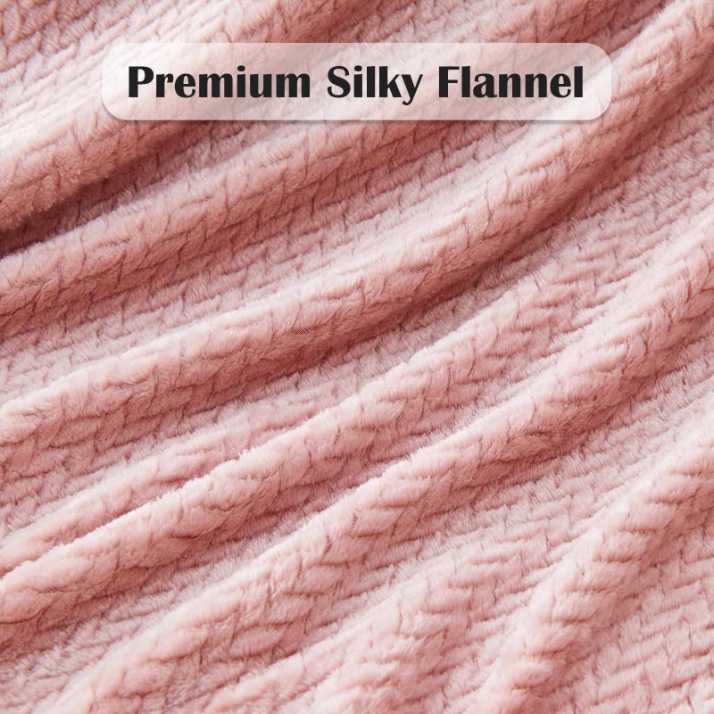 NEWCOSPLAY Super Soft Throw Blanket Dusty Pink Premium Silky Flannel Fleece Leaves Pattern Lightweight Bed Blanket All Season Use (Dusty Pink, Throw(50"x60")) - Image 5