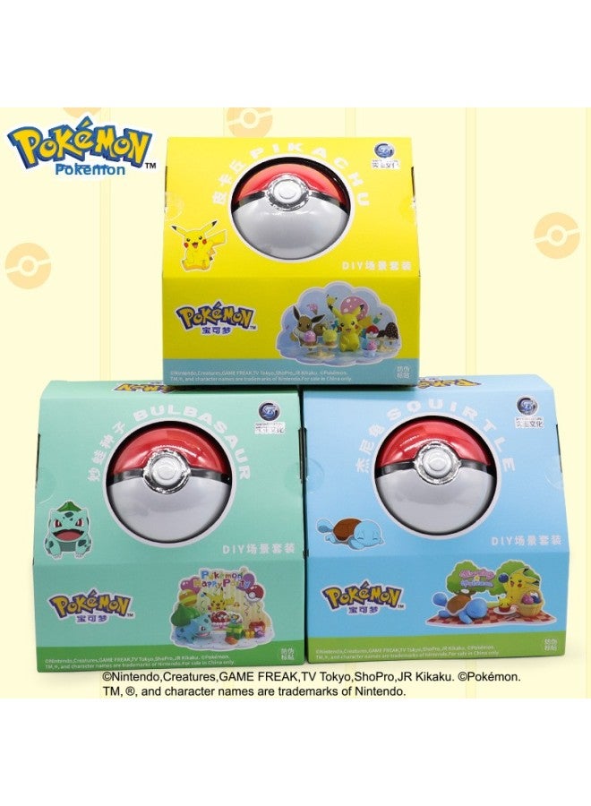 دمية Baokemeng Pokemon Ball Scene Pikachu النموذجية الأكثر مبيعًا في تايوان، لعبة صندوق أعمى مصنوعة يدويًا - اللون: مجموعة مشهد صغير لبذور الضفدع الرائعة (ترخيص حقيقي) - Image 5