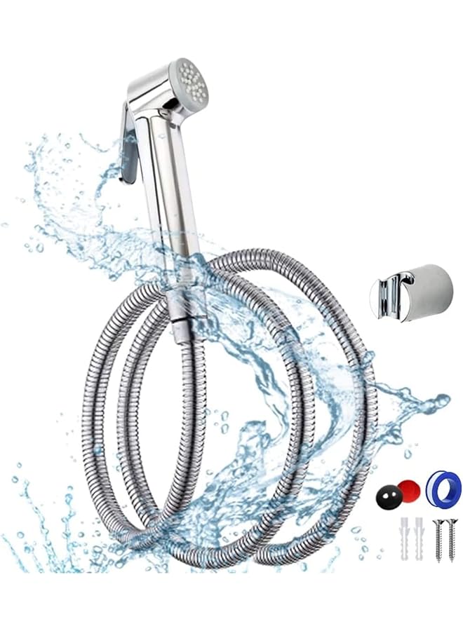 The Bros مجموعة شطاف الإخوة - رشاش بيديت للمرحاض - رشاش دش محمول مع خرطوم ستانلس ستيل عالي الجودة للحمام - 3 أوضاع لضغط الماء القابل للتعديل مع منظمات التدفق - Image 1