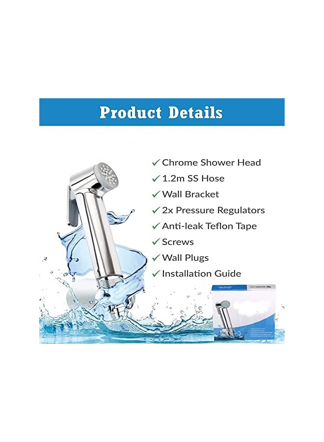 The Bros مجموعة شطاف الإخوة - رشاش بيديت للمرحاض - رشاش دش محمول مع خرطوم ستانلس ستيل عالي الجودة للحمام - 3 أوضاع لضغط الماء القابل للتعديل مع منظمات التدفق - Image 2