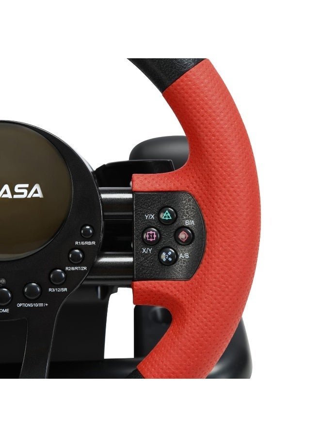 ASA A500 6-in-1 Gaming Racing Wheel with Pedals & Gear Shifter – Dual-Motor Vibration, 180° Rotation – Compatible with PC, PS4, PS3, Xbox One, Xbox 360, Switch, and Android - Image 3